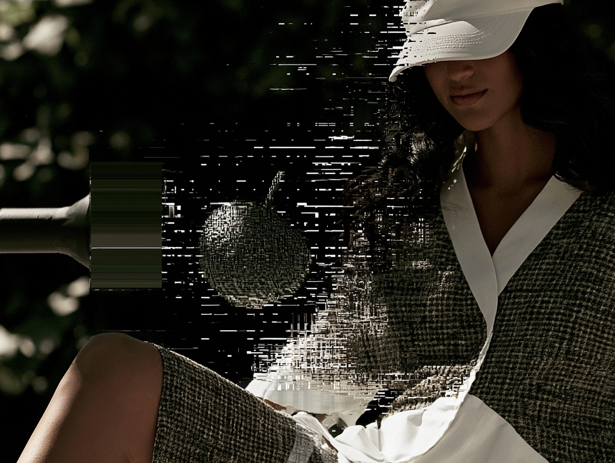 Editorial padel portrait with computational texture